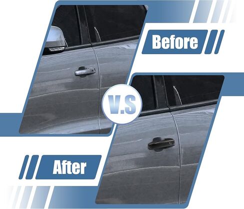 X AUTOHAUX 8pcs ABS Exterior Side Door Handle Cover Trim for Dodge Durango 2011-2021 for Jeep Grand Cherokee 2014-2021 for Chrysler 200 11-14 Black with Smart Key Hole Carbon Fiber Pattern in Saudi Arabia