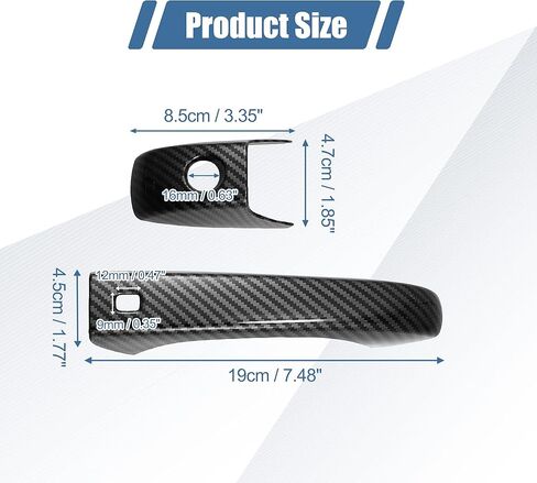 X AUTOHAUX 8pcs ABS Exterior Side Door Handle Cover Trim for Dodge Durango 2011-2021 for Jeep Grand Cherokee 2014-2021 for Chrysler 200 11-14 Black with Smart Key Hole Carbon Fiber Pattern in Saudi Arabia