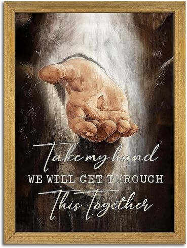 Framed Jesus Wall Art Christian Canvas Wall Decor Painting The Hand of God Posters Prints Pictures Inspirational Art Decorative Oil Paintings for Church Prayer Room Living Room Home 8x10 Inch in Saudi Arabia