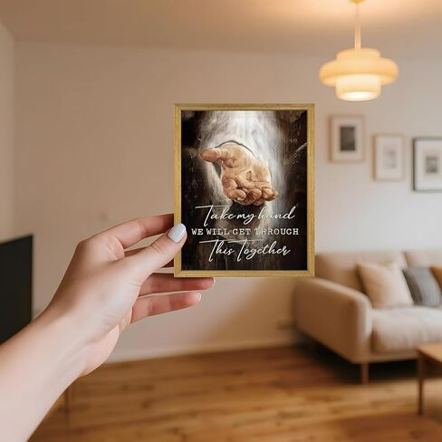 Framed Jesus Wall Art Christian Canvas Wall Decor Painting The Hand of God Posters Prints Pictures Inspirational Art Decorative Oil Paintings for Church Prayer Room Living Room Home 8x10 Inch in Saudi Arabia