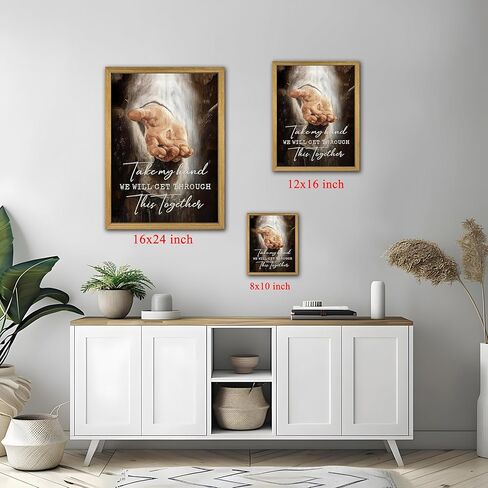 Framed Jesus Wall Art Christian Canvas Wall Decor Painting The Hand of God Posters Prints Pictures Inspirational Art Decorative Oil Paintings for Church Prayer Room Living Room Home 8x10 Inch in Saudi Arabia