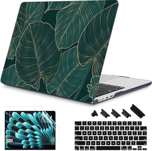 RuiHe.C Compatible with MacBook Air 15 inch Case Release 2025-2023 A3241 M4 A3114 M3 A2941 M2 with Retina Display & Touch ID, Plastic Hard Shell with Keyboard Cover -Pink Leopard Print in Saudi Arabia