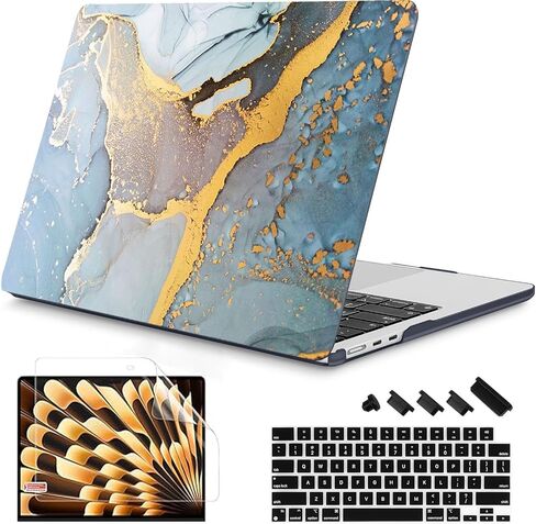 RuiHe.C Compatible with MacBook Air 15 inch Case Release 2025-2023 A3241 M4 A3114 M3 A2941 M2 with Retina Display & Touch ID, Plastic Hard Shell with Keyboard Cover -Pink Leopard Print in Saudi Arabia