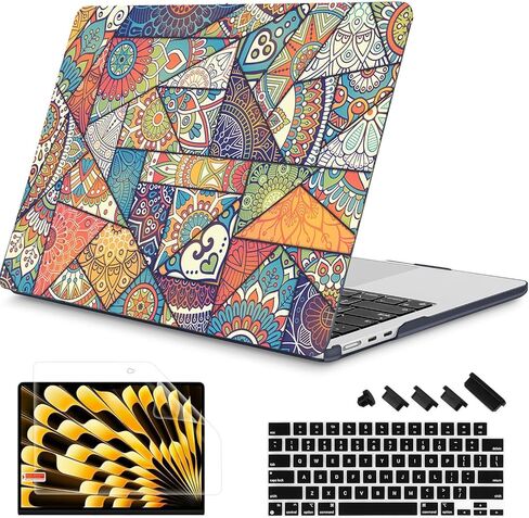 RuiHe.C Compatible with MacBook Air 15 inch Case Release 2025-2023 A3241 M4 A3114 M3 A2941 M2 with Retina Display & Touch ID, Plastic Hard Shell with Keyboard Cover -Pink Leopard Print in Saudi Arabia