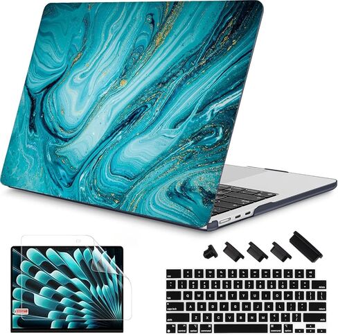 RuiHe.C Compatible with MacBook Air 15 inch Case Release 2025-2023 A3241 M4 A3114 M3 A2941 M2 with Retina Display & Touch ID, Plastic Hard Shell with Keyboard Cover -Pink Leopard Print in Saudi Arabia