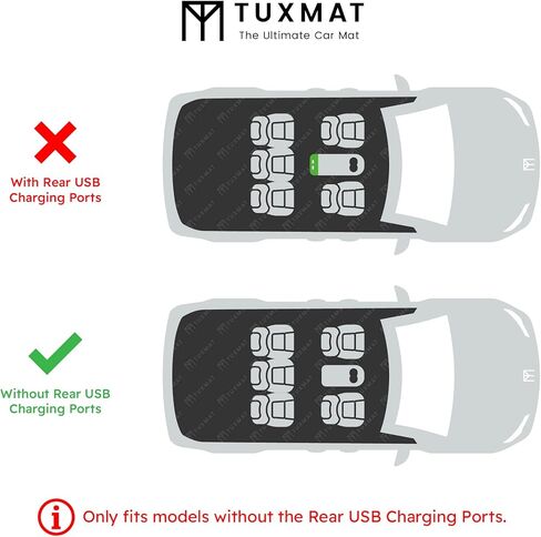 TuxMat for Acura Integra Without Rear USB Charging Ports 2023-2026 Models - Custom Car Mats - Maximum Coverage, All Weather, Laser Measured - This Full Set Includes 1st and 2nd Rows in Kuwait