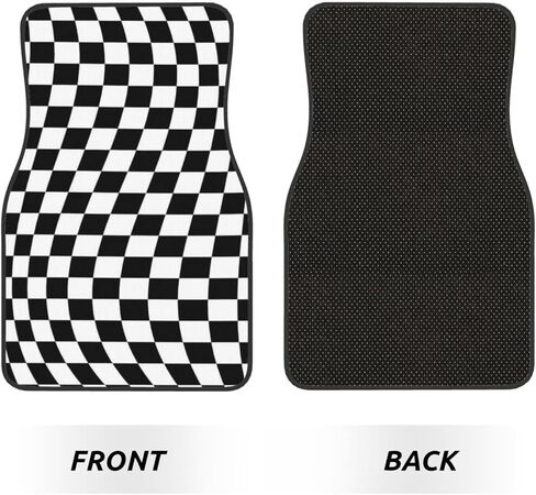 Generic Car Foot Mat Black and White Checkered Distortion Non-Slip Carpet Mats for Cars & Trucks,Decorative Front & Rear Vehicle Foot Rugs,4-Piece Car Floor Mat Set in Saudi Arabia