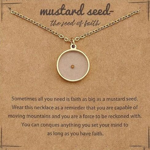 Stainless Steel Silver Color Gold Color Mustard Seed Necklace Pendant Necklace Christian Gift Chain Necklace(Gold-Style 1) in Saudi Arabia