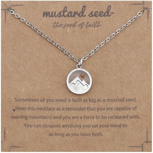 Stainless Steel Silver Color Gold Color Mustard Seed Necklace Pendant Necklace Christian Gift Chain Necklace(Gold-Style 1) in Saudi Arabia