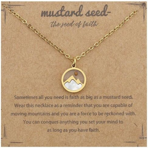 Stainless Steel Silver Color Gold Color Mustard Seed Necklace Pendant Necklace Christian Gift Chain Necklace(Gold-Style 1) in Saudi Arabia