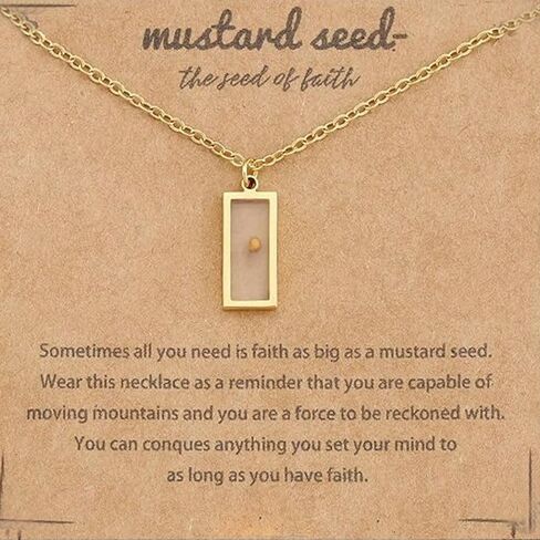 Stainless Steel Silver Color Gold Color Mustard Seed Necklace Pendant Necklace Christian Gift Chain Necklace(Gold-Style 1) in Saudi Arabia