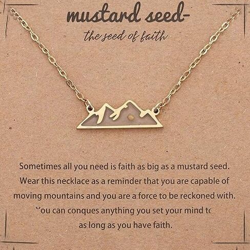 Stainless Steel Silver Color Gold Color Mustard Seed Necklace Pendant Necklace Christian Gift Chain Necklace(Gold-Style 1) in Saudi Arabia