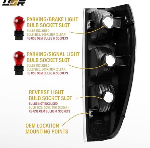 USR UNIQUE STYLE RACING 04-12 Z85 PickUp Tail Light – Rear Lamps Set (Left + Right) Compatible with 2004-2012 Chevrolet Colorado Chevy Pick Up Truck All Models GMC Canyon (CLEAR LENS w/COLOR BULBS) in Saudi Arabia