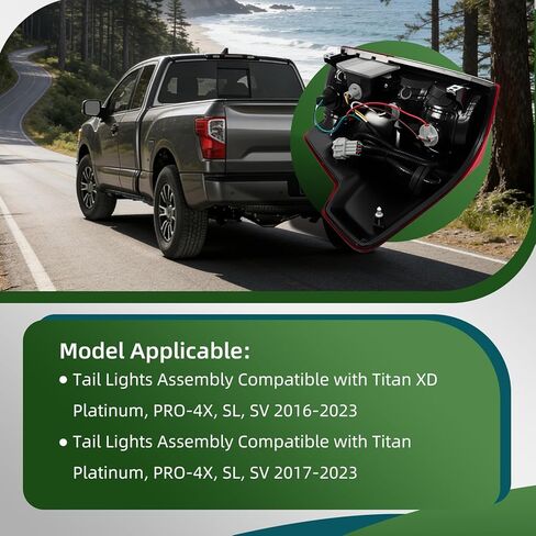 Tail Lights Assembly Compatible with Titan/Titan XD Platinum PRO-4X SL SV 2016-2023 Taillight Taillamp Left Side 26555EZ23D NI2800213 in Saudi Arabia
