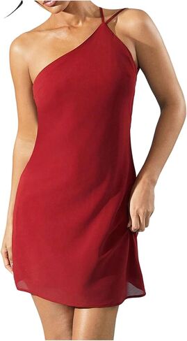 Milumia Women's Sexy One Shoulder Backless Mini Dress Draped Open Back Sleeveless Short Party Dresses in Saudi Arabia