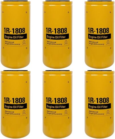 6PCS 1R1808 Oil Filter Compatible with Caterpillar 1R-1808 Oil Filter CAT 3406B 3408 3412C 3412 3306B Excavator Replace 275-2604 in Kuwait