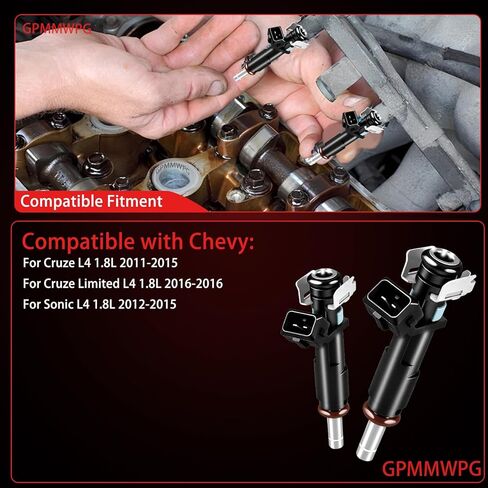 4Pcs Fuel Injectors FJ1153 800-2189N Injector 8Holes Compatible with Chevy Cruze 2011-2015 /Cruze Limited 2016 /Sonic 2012-2015 1.8L L4 Automotive Replacement 8002189N 55570284 Set of 4 in Kuwait