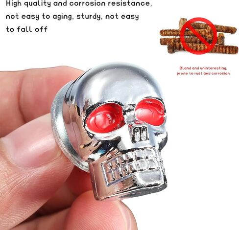 4 PCS Skull License Plate Screws, Anti Theft Car Tag Frame Fastener Kit with Funny Bolt Covers, Cool Personalized License Plate Bolts Decorative Kit for Most Vehicles (Black) in Saudi Arabia