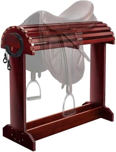 رف سرج خشب للغاية-تصميم غير كاشف ، رف اللجام والرسالة الثقيلة للرسوم الثقيلة للفروسية منظمة غرفة الفروسية 27.6 "x11.8" x27.9 "(الماهوجني) in Kuwait