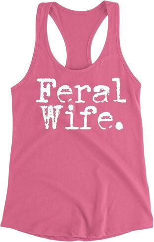 Feral Wife Funny Retro Letters Style - Wife Joke Gift Womens Racer Back Tank Top in Saudi Arabia