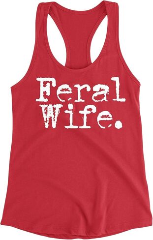 Feral Wife Funny Retro Letters Style - Wife Joke Gift Womens Racer Back Tank Top in Saudi Arabia