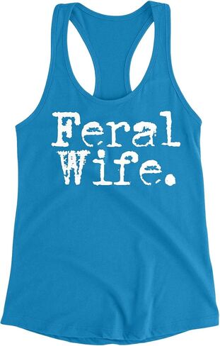 Feral Wife Funny Retro Letters Style - Wife Joke Gift Womens Racer Back Tank Top in Saudi Arabia