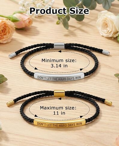 2 Pcs Dont Let the Hard Days Win Bracelet, Adjustable Handmade Motivational Bracelet for Men & Women in Saudi Arabia