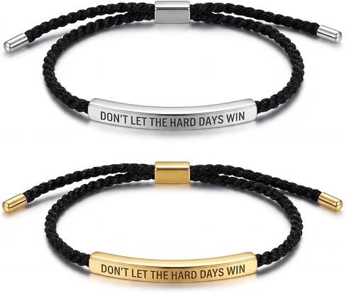 2 Pcs Dont Let the Hard Days Win Bracelet, Adjustable Handmade Motivational Bracelet for Men & Women in Kuwait