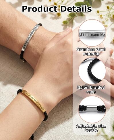 2 Pcs Dont Let the Hard Days Win Bracelet, Adjustable Handmade Motivational Bracelet for Men & Women in Saudi Arabia