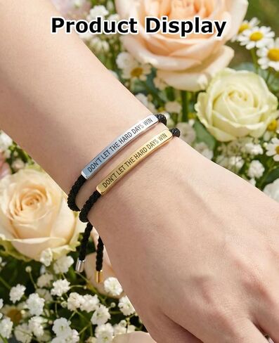 2 Pcs Dont Let the Hard Days Win Bracelet, Adjustable Handmade Motivational Bracelet for Men & Women in Saudi Arabia