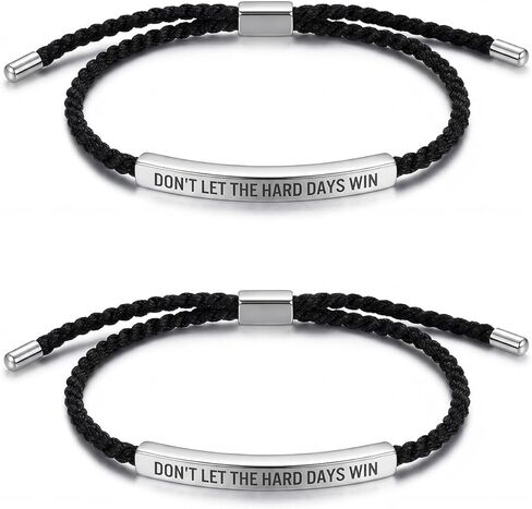 2 Pcs Dont Let the Hard Days Win Bracelet, Adjustable Handmade Motivational Bracelet for Men & Women in Saudi Arabia