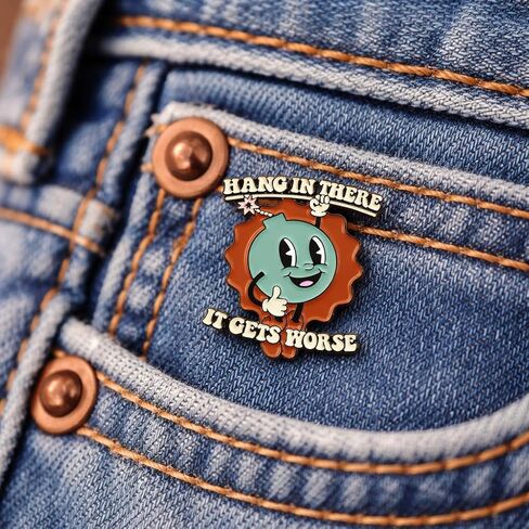 Funny Sarcastic Pin - Dark Humor Enamel Pins Brooch with "It Gets worse" for Backpacks, Jackets, Hats. Retro Cartoon Model Brooches Gifts for Meme Lovers and Friends. in Kuwait