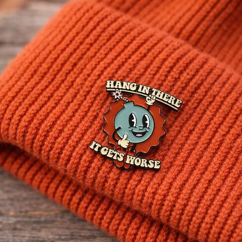 Funny Sarcastic Pin - Dark Humor Enamel Pins Brooch with "It Gets worse" for Backpacks, Jackets, Hats. Retro Cartoon Model Brooches Gifts for Meme Lovers and Friends. in Kuwait