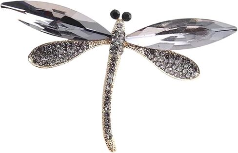 Retro Dragonflies Crystal Brooch Pin Elegant Rhinestones Animal Lapel Accessory for Women and Girls Fashion Jewelry in Kuwait