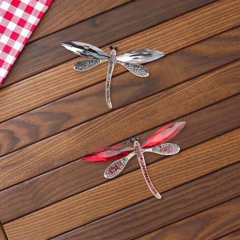 Retro Dragonflies Crystal Brooch Pin Elegant Rhinestones Animal Lapel Accessory for Women and Girls Fashion Jewelry in Kuwait