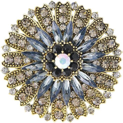 Vintage Rhinestone Flower Brooch Lapel Pin for Women Dainty Crystal Floral Wedding Party Birthday Dance Dress Suit Bouquet Corsage Clothing Accessories Brooches Pins Fashion Jewelry Costume Decoration in Saudi Arabia