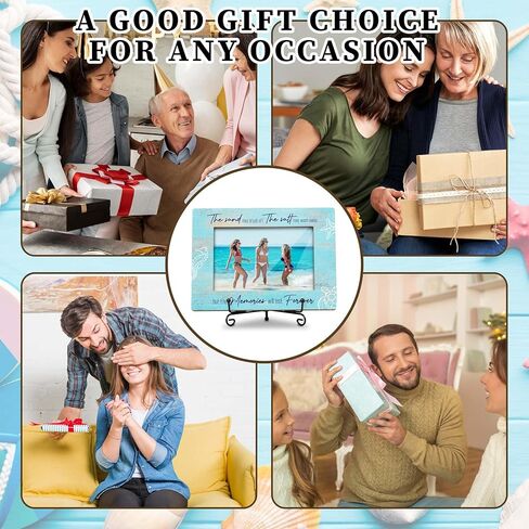 إطار صور ذكريات الشاطئ - اقتباس ساحلي "الذكريات ستدوم إلى الأبد" - إطار خشبي ريفي مقاس 8 × 5.8 بوصة للصور مقاس 4 × 6 مع حامل حديد - هدية مثالية لمنزل الشاطئ والعطلات. (029) in Kuwait