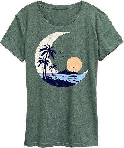 Instant Message - Moon Beach Scene - Women's Short Sleeve Graphic T-Shirt in Kuwait