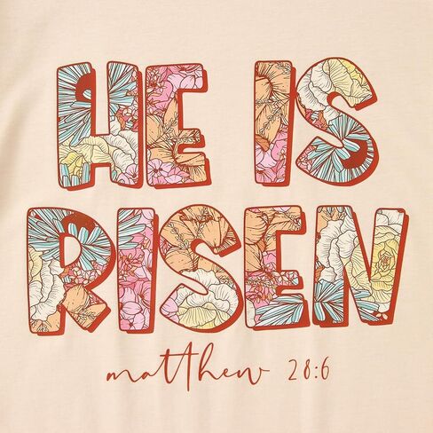 GLIGITTR Christian Shirts for Women He is Risen T-Shirt Easter Jesus Short Sleeve Summer Casual Graphic Tee Tops in Saudi Arabia