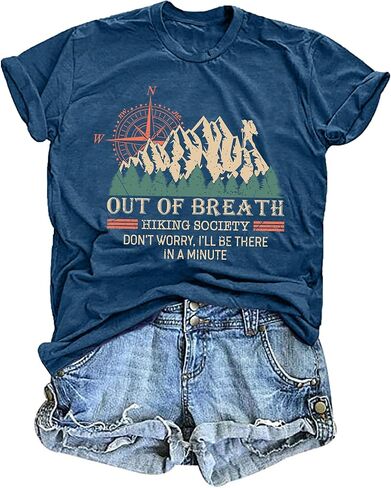 Camping Shirts Women: Camping Mountain Hiking Tshirt Funny Outdoor Graphic Tees Hiking Lovers Tops in Saudi Arabia