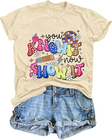 Test Day Teacher Shirt for Women You Know It Now Show It T-Shirt Short Sleeve Testing Tee Tops in Kuwait