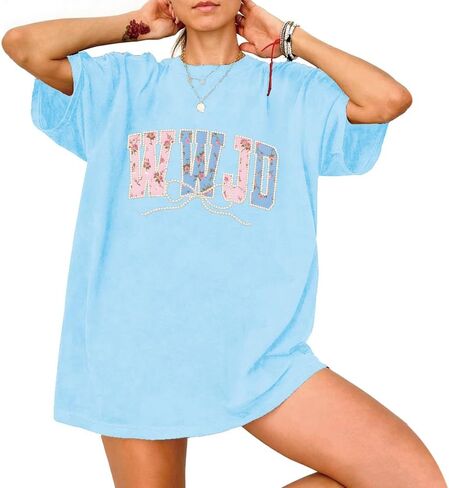 WWJD Oversized T-Shirt Aesthetic Floral Christian Shirts for Women in Saudi Arabia