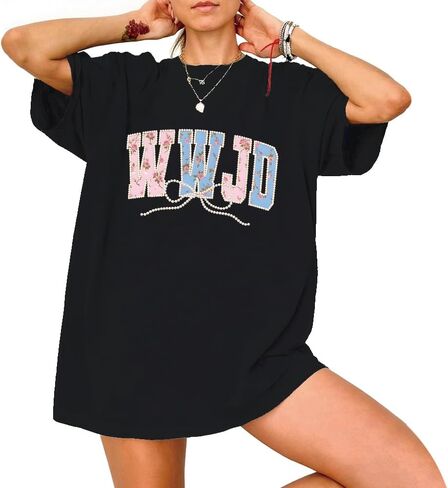 WWJD Oversized T-Shirt Aesthetic Floral Christian Shirts for Women in Saudi Arabia