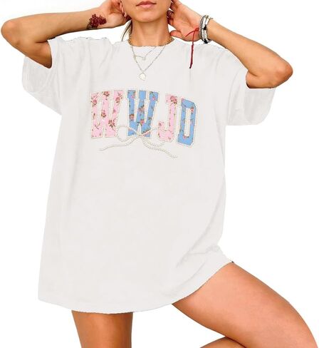 WWJD Oversized T-Shirt Aesthetic Floral Christian Shirts for Women in Saudi Arabia