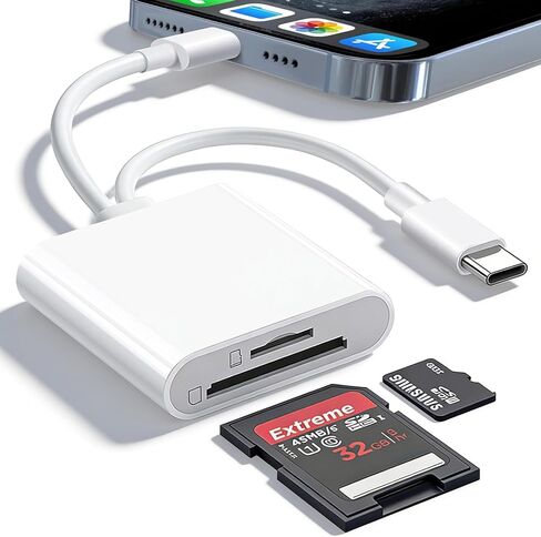 قارئ بطاقة SD ، موصل ثلاثي USB C USB 3.0 محول قارئ بطاقة الذاكرة - يدعم SD/MICRO SD/MMC/SDXC/SDHC/Micro SDHC متوافق مع MacBook Pro ، in Kuwait