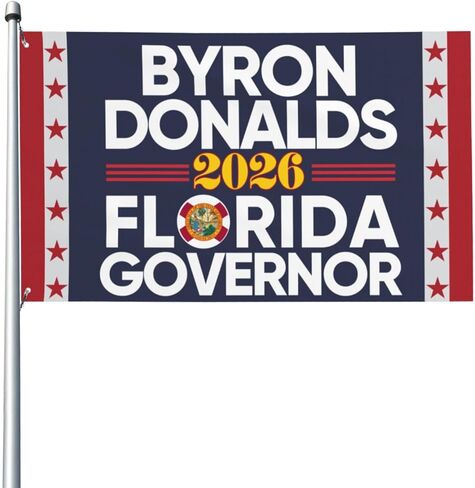 POFEISI Byron-Donald'S For Governor 2026 Flag Sign 3x5 Byron-Donalds Florida Governor 2026 Flag Banner Tapestry With 2 Metal Eyelets No Flagstand in Kuwait