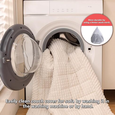 غطاء مقعد محبب مبطن غير قابل للانزلاق، واقي أريكة من الفلانيل للحيوانات الأليفة، غطاء أريكة قابل للغسل في الغسالة، مقاس 24/47/54/67/78 بوصة (أبيض، كرسي استرخاء 24 بوصة × 24 بوصة) in Kuwait