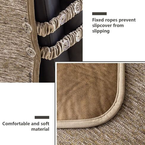 STONECREST Recliner Chair Cover, Chenille Slipcover, Stay in Place (Lightbrown, 23" Regular Recliner) in Kuwait