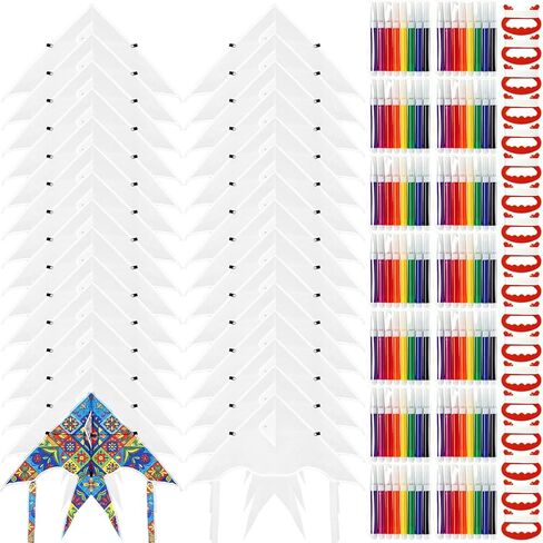 SYHOIDE 30 PCS DIY KITES FOR KIDS MATION SING 20 بوصة الصيف تزيين الطائرات الورقية مع الأقلام ذات الألوان المائية وسلسلة صنع مجموعات حرفية للعبة والأنشطة في الهواء الطلق in Kuwait