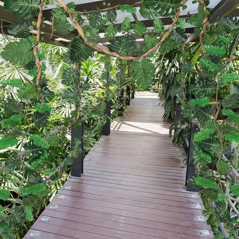 2 Pcs 10ft Jungle Party Decorations Ivy Tropical Vines Artificial Ivy Artificial Rattan Kraft Paper Fake Tropical Palm Leaves for Garden Forest Indoor Outdoor Party in Kuwait